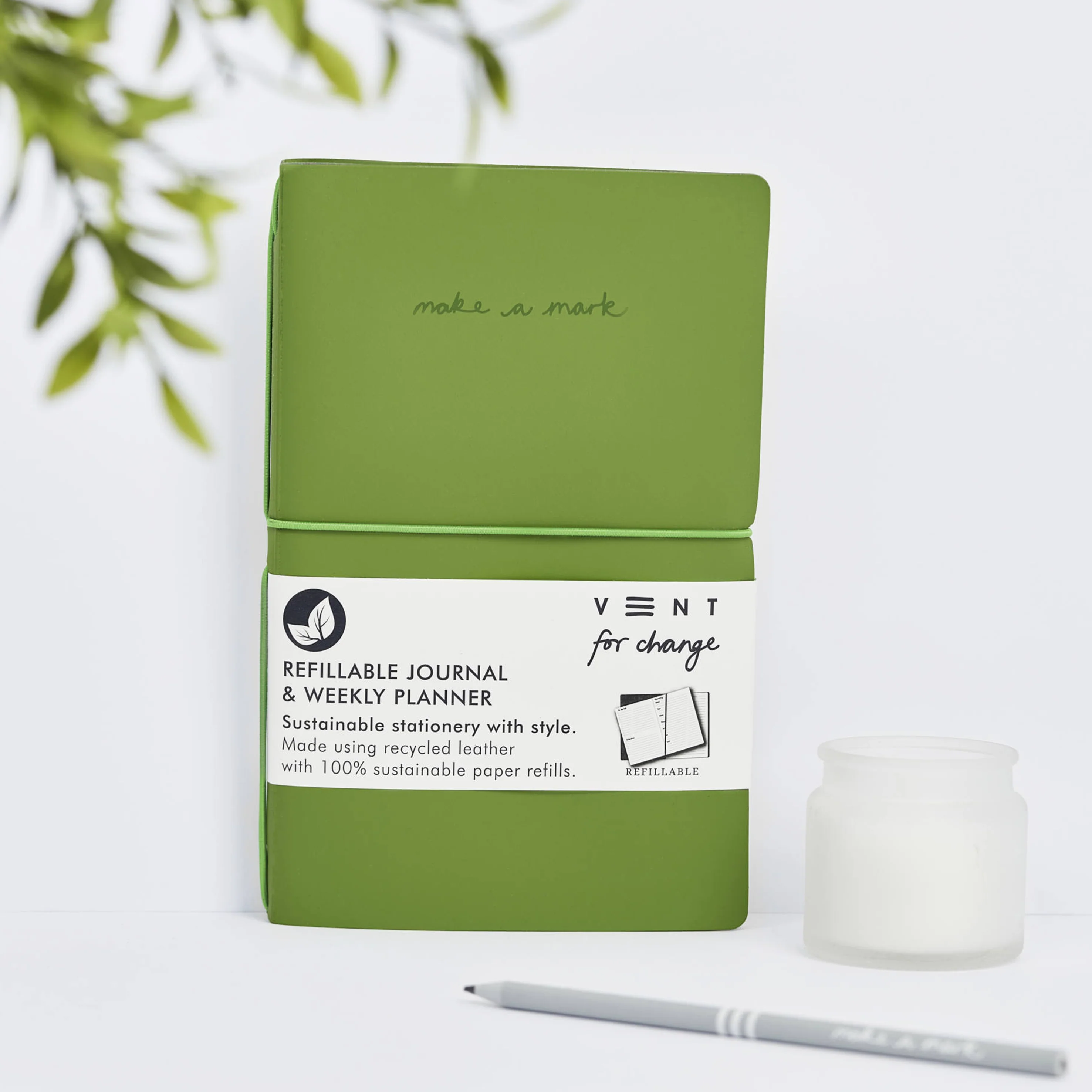 Vent for Change Recycled leather refillable weekly planner - Image 3