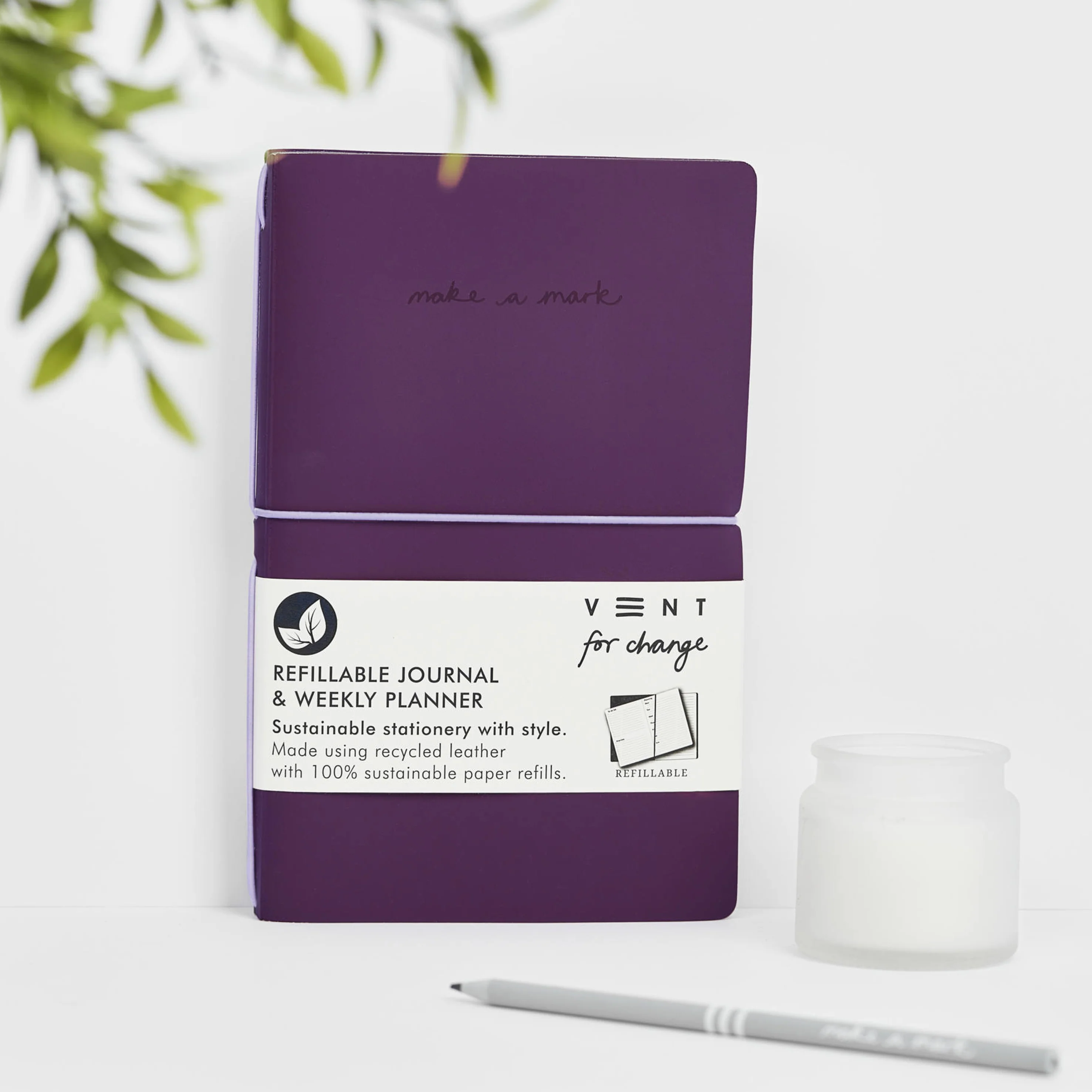 Vent for Change Recycled leather refillable weekly planner - Image 4