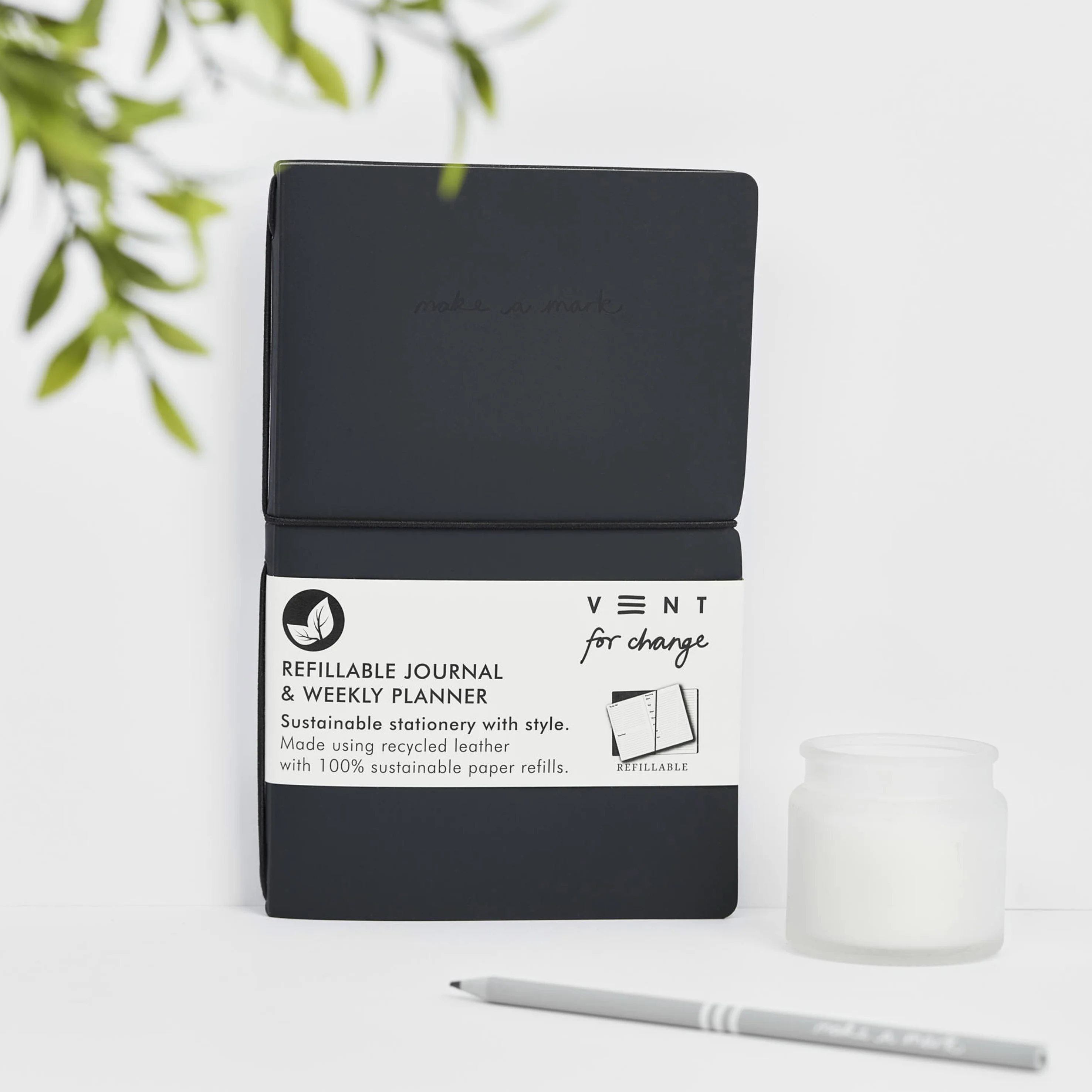 Vent for Change Recycled leather refillable weekly planner - Image 6